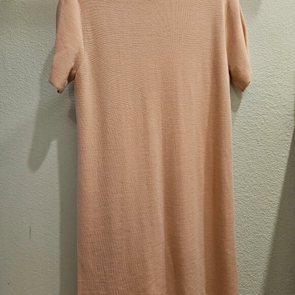 Tory Burch Floral Cloqué Front Merino Wool Sweater Dress Large Alabaster/Rose - Picture 3 of 4